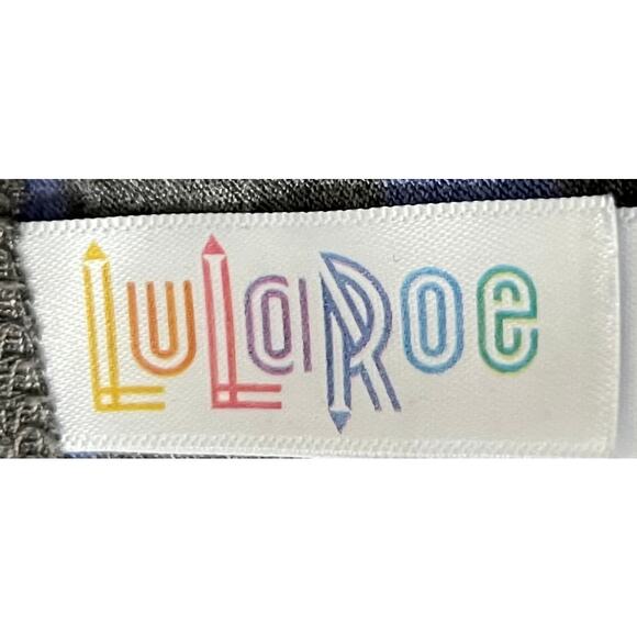 LULAROE LONG SLEEVE PULL-OVER TOP, WOMENS, L, GREY & BLUE HORIZONTAL STRIPES - Picture 9 of 9